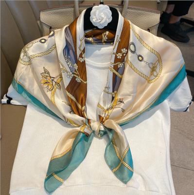 China 2021 Square Scarf Colorful Simple Square Print 100% Silk Material Outdoor Silk Scarf for sale