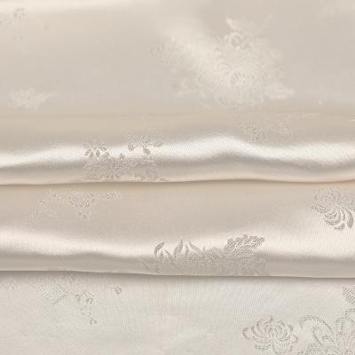 China Viable Wholesale Zhejiang Silk Flower Big With Small Flower White Jacquard 100% Silk Fabric for sale