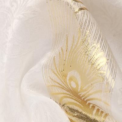 China Factory New Design Phoenix Silk Jacquard Tail Viable Gold Silk Fabric White 114cm Printed Silk Fabric for sale