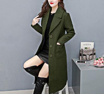 China Fashionable Long Mid Notch Lapel Anti-wrinkle Winter Coat Single Breasted Suit Women Overcoat Warm Coat for sale