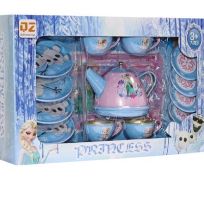 China Metal tinplate teapot and cup mutiple pcs teaware kids tea set toy for sale