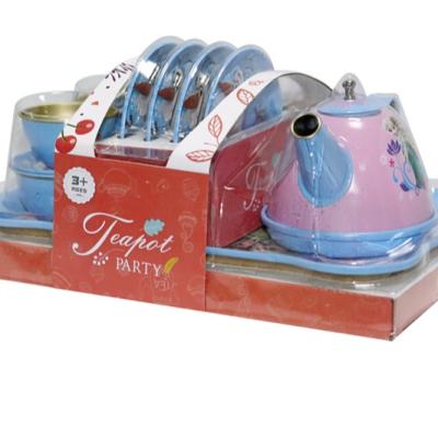 China Metal Ice Cream and Toy Iron Teapot Plate Set of Snow Color Kids Kitchen for sale