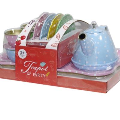 China Metal Baby Breath Color Toy Set Baby Toy Tinplate Teapot Set for sale