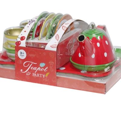 China Cute New Metal China Fruit Color Tinplate Teapot Baby Toys for sale