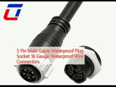 5 Pin Male Cable Waterproof Plug Socket 16 Gauge Waterproof Wire Connectors