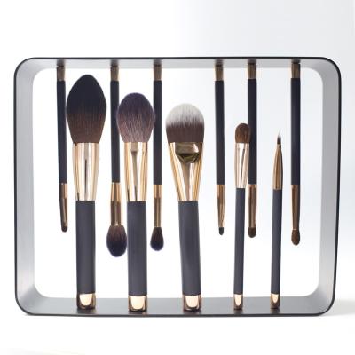 China 11pcs Makeup Brush Set Metal Magnetic Suction Black And Gold Makeup Brush Sets Luxury Top Light Top Holder Printing With Private Logo for sale