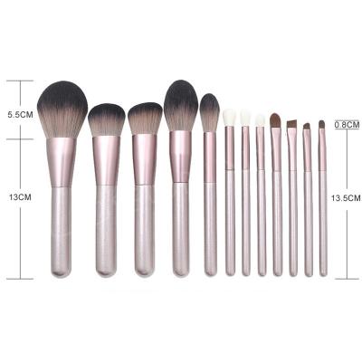 China Makeup Brush Set 12 Pcs Frosted Texture Mounted Skin Friendly Soft Wooden Handle Makeup Brush Set Support Printing With Private Logo for sale