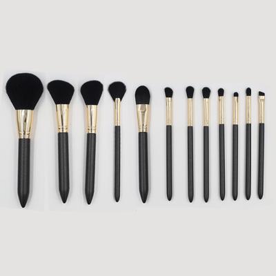 China Makeup Set Brush Home With Private LOGO Private LOGO Black Gold Hair Brush Full Function 12pcs Synthetic Makeup Set Brush for sale