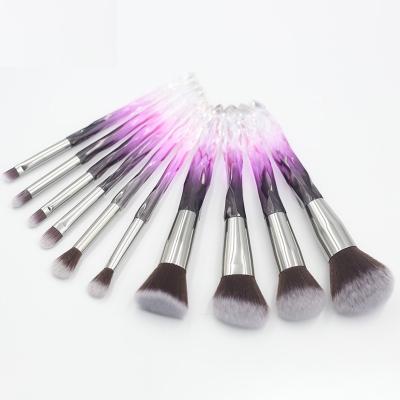 China MEIKCO Makeup Brush Set 10pcs Super Imagination Gradient Color Super Flexible Custom Crystal Handle Synthetic Hair With Stand for sale