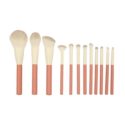 China Hot Sale Private Label Professional Soft Hair Makeup Brush Set 12pcs Wooden Handle Customize Various Color for sale