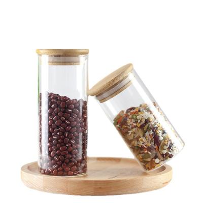 China High Quality Stocked Food Storage Borosilicate Glass Jar With Lid 200ml Glass Storage Wooden Jar 6*8.5cm for sale