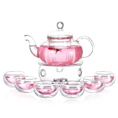 China Minimalist high quality white transparent circular high borosilicate glass non-slip safe glass teapot for sale