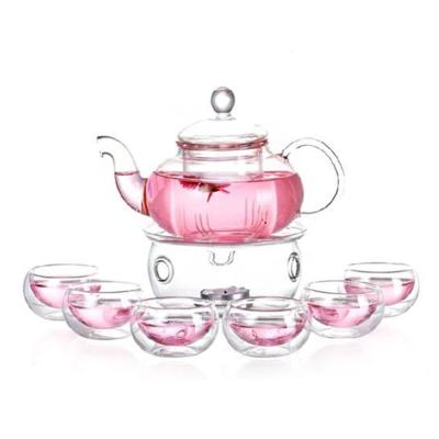 China Low Price Minimalist High Borosilicate Glass Folwer White Transparent Circular Glass Non-slip Safe Teapot for sale