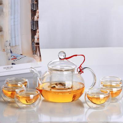 China High Borosilicate Glass Pyrex Glass Flower Stocked Hot Selling Transparent Teapot for sale