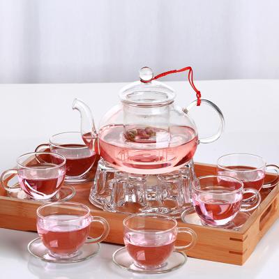 China 600ml 800ml High Borosilicate Flower Stored Heat Resistant Glass Teapot with Infuser for sale