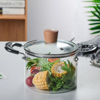 China Custom Stocked High Borosilicate Heat Resistant Glass Cooking Jars With Handle for sale