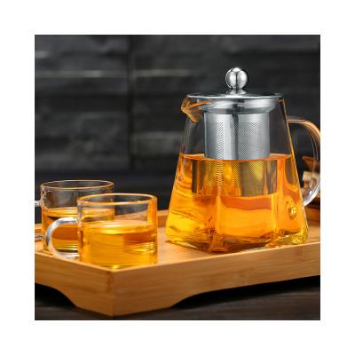 China New Minimalist Hot White Transparent Non-slip Popular Safe Heat Safe Glass Teapot for sale