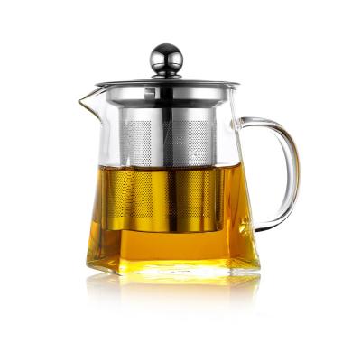 China New Minimalist Hot Selling White Transparent Popular Non-slip Safe Glass Teapot Small for sale