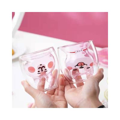 China High new cartoon good prices borosilicate bear white transparent circular glass cute bottle glass for sale