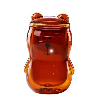 China Cartoon 250ml Shape Glass Mug Breakfast Milk Cup Double Wall Cute Animal Heat Resistant Bear for sale