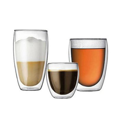 China Customized Stored Cup 250ml Double Layer Glass Coffee Heat Resistant Glass Tea Cup for sale