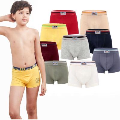 China Breathable Custom Design Cute Logo Kid Underwear Boys Boxer Shorts for sale