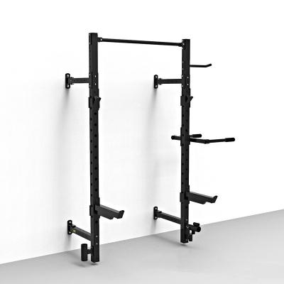 China Home Gym Fitness Equipment Weight Lifting Exercise Folding Wall Mounted Squat Rack for sale