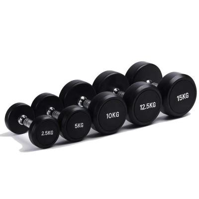 China Staalvrij gewichtheffen Gymtoestel Dumbbell Rubbercoated voor Unisex 5-25kg Te koop