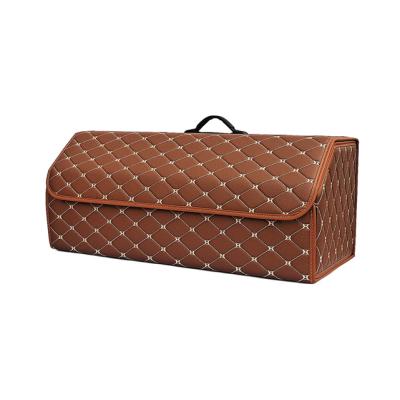 China Convenient New Style Leather Folding PU Cargo Storage Car Trunk Organizer for sale