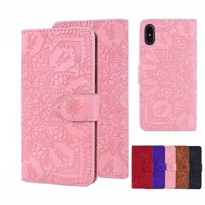 China Flower Leather Wallet Case Fashion Wallet Phone Case with Card Slot for iPhone 11 pro XR Max X XS 8 7 6 6S plus 5 5S Custom Flower Flip Skin Cover for sale