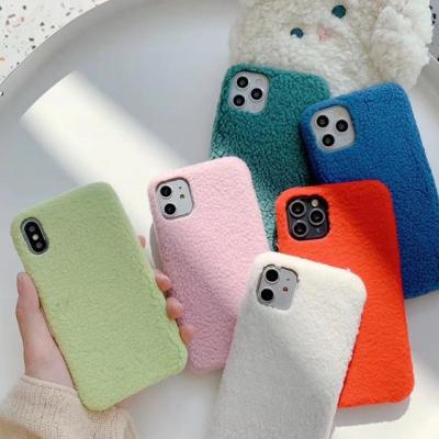 China Hot Shockproof iPhone 11 Pro Max XR X XS 8 7 Max Fur Fuzzy Case For Plus 6 6S 6Plus Fashion Plush Sheep Skin Cover for sale