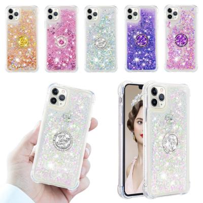 China Dynamic Shock Proof Gradient Phone Cover Diamond Liquid TPU Case For IPhone SE 2020 11 pro XR Max XS X 8 7 6 6S Plus 5 5S Ring Holder Shock Proof Dynamic Skin Cover for sale