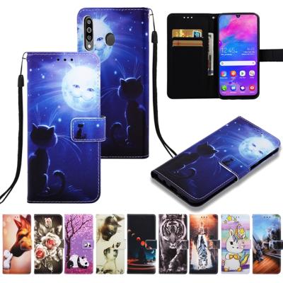 China Cartoon Flower Print Design For Samsung Galaxy A10 M10 A20 A30 A40 A50 A70 Animal Flower Print Wallet Leather Case Flip Stand Cover for sale