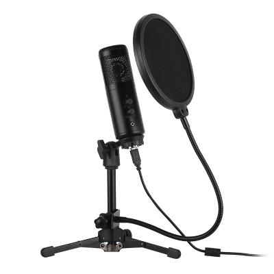 China Hot Selling USB Microphone Audio Interface Voice Portable Earphone Monitoring Condenser MIC Shock Mount Microphone for sale