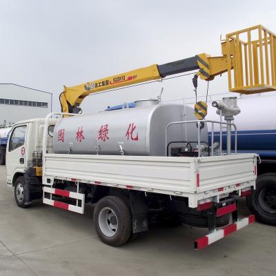 China DFAC 4x2 Leather Hot Truck Mounted 2 Ton Crane With 5000liter Water Tank Truck for sale