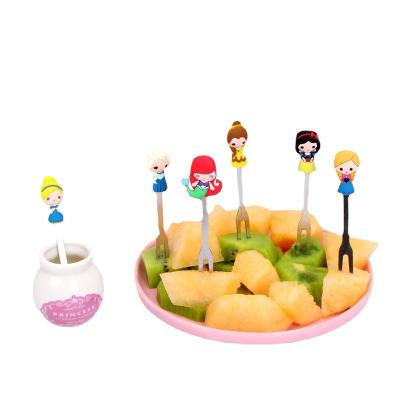 China Disposable 3D Food Picks Kids Baby Fork Cartoon Set Mini Forks For Fruit For Kids Lunch Supplies for sale