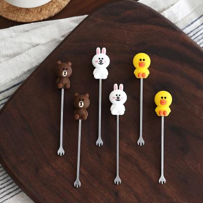 China Sustainable Plastic LINE Fruit Bento Food Picks Kids Plasticfood Fork Bento Food Picks Eyes Bento Pet Food Picks for sale