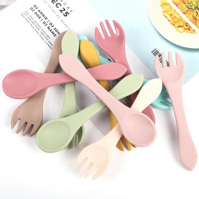 China Baby Spoon 90Ml Lovely Safety Silicone China Supplier Non-Toxic Infant Silicone BPA Free Baby Item And Wooden Feeding With Spoon for sale