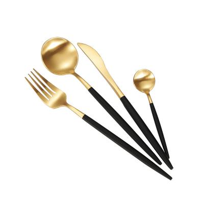 China Sustainable Bulk Gold Plated Cutlery Set Elegant Stainless Steel And Refined Stainless Steel Cutlery Set for sale