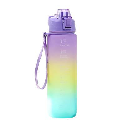 China Minimalist Professional Production 1000ml Water Bottle Plastic Plastic Sports Gradient Fitness for sale