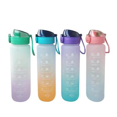 China Food Grade Silicone Straw Tip Safe Tritan Material 28X7cm Fitness 32Oz Sports Motivation Viable Water Bottle for sale