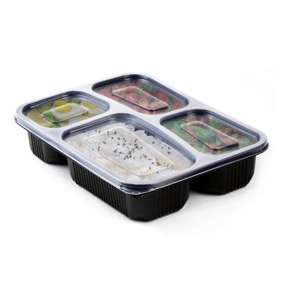 China High Quality Microwavable Disposable Plastic Bento Lunch Box Eco Bento Lunch Box 4 Compartments for sale