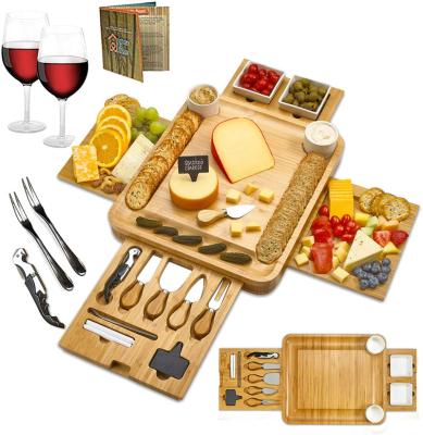 China Sustainable Bamboo Cheese Board And Wooden Knife Set Cutting Board for sale