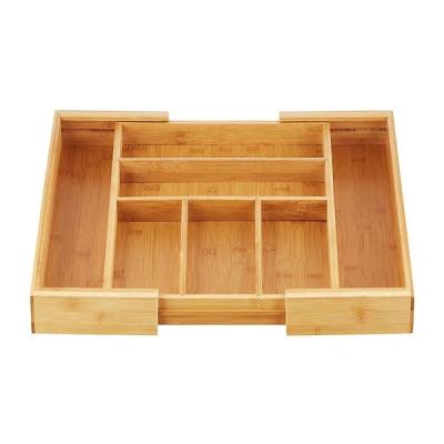 China Modern Bamboo Expandable Kitchen Drawer Cutlery Tray Organizer for sale