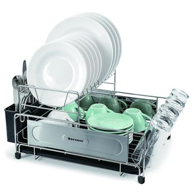 China Sustainable Large Capacity 2 Tier Dish Drying Rack High Quality Stainless Steel Kitchen Dish Rack for sale