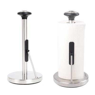 China Durable Standing Kitchen Paper Towel Holder Stainless Steel Paper Towel Roll Dispenser Organizer For Home Countertop Dining Table for sale