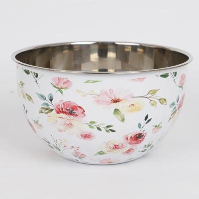 China Sustainable Stainless Steel Mixing Bowl With Paint And Decal Metal Mixing Bowl With Lid for sale