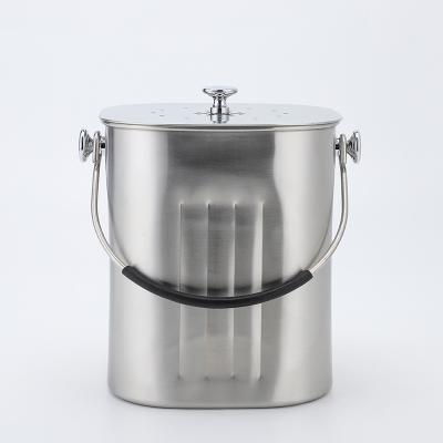 China Sustainable Kitchen Trash Can Galvanized Iron Waste Bin Durable Kitchen Metal Compost Bin for sale