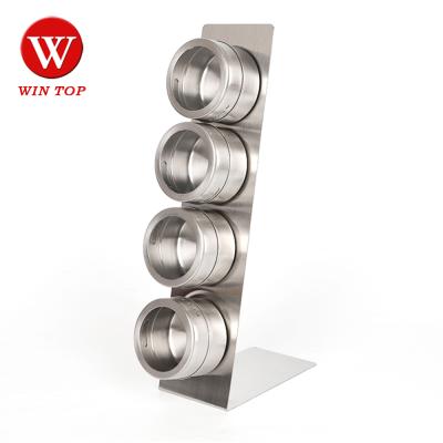 China Custom Viable Kitchen Canister Can Jar Metal Magnet Set Stainless Steel Magnetic Tin Containers Spice Jar Canister for sale