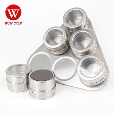 China Sustainable Kitchen Magnetic Spice Tins Containers Sets Stainless Steel Spice Jar for sale